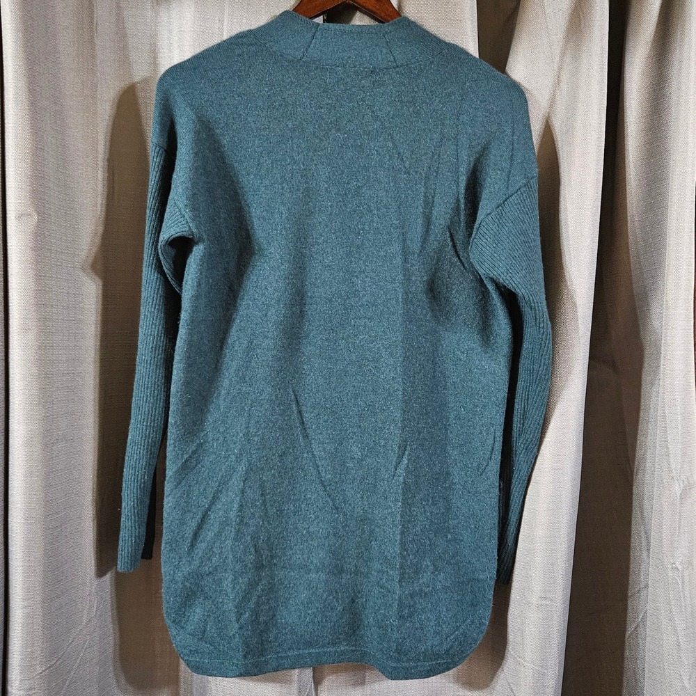 Lands End Womens 100% Cashmere V-Neck Tunic Sweater Teal Green 506411 M 10-12 - Picture 3 of 7